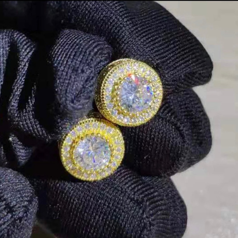 Unisex Bling Round Zircon Stud Earrings